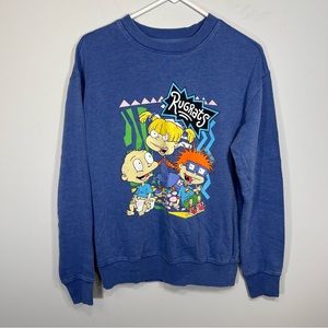Nickelodeon Rugrats Sweater Womens Small Blue Crew Neck Sweatshirt Casual Ladies